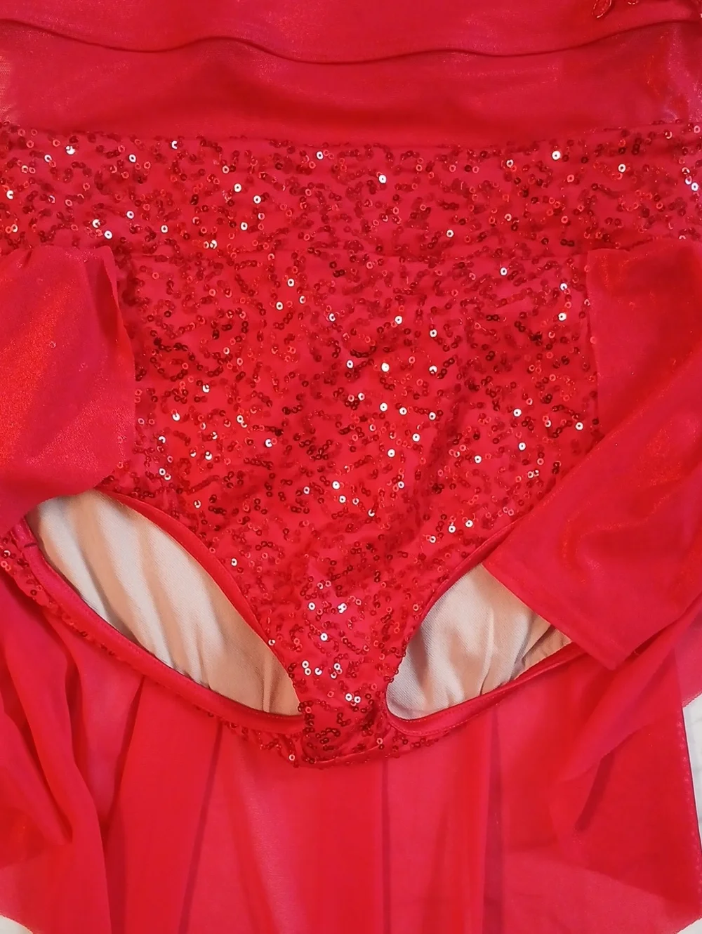 Weissman Girl's or Tween  Red Skating or Dance Outfit with Glitter